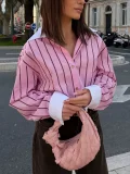 Contrast Cuff Striped Shirt