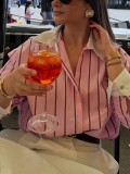 Contrast Cuff Striped Shirt