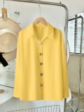 Heart Metal Button Retro Shirt