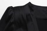 Elegant Solid Cinched Waist Blouse