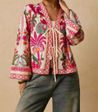 Chic Long Sleeve Flower Pattern Top for Women