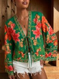 Chic Long Sleeve Flower Pattern Top for Women