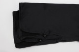 Elegant Solid Cinched Waist Blouse