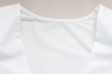 Deep V-Neck Padded Shoulder Bodysuit