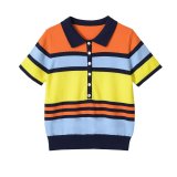 Trendy Multicolor Striped Knit Top Sweater for Women