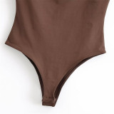 Elegant Lace Trim V-Neck Bodysuit with Tie-Back and Backless