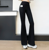 400g Fleece Black Gold Knee-Guard Flared Pants for Women