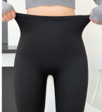 Winter High-Waist Shark-Patterned Tummy Control Fleece Leggings