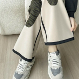 400g Fleece Black Gold Knee-Guard Flared Pants for Women