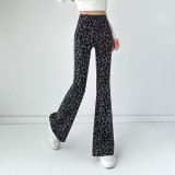 Flare Style High-Waisted Leopard Print Flared Pants Women's Yoga Pants