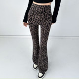 Flare Style High-Waisted Leopard Print Flared Pants Women's Yoga Pants