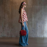 Women's Sleeveless Top with Large Polka Dot Print