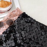 Romantic Petal Bling Sequin Bodycon Skirt