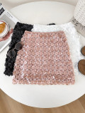 Romantic Petal Bling Sequin Bodycon Skirt