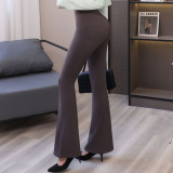 High-Waisted Zipper Pocket Flared Shark Pants for Women