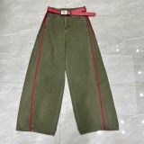Unique Color-Block Wide-Leg Denim Pants