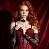Velvet Dot Mesh Corset Top