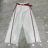 Unique Color-Block Wide-Leg Denim Pants