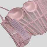 Velvet Dot Mesh Corset Top