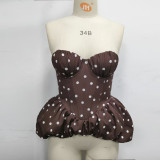 Sexy Printed Fish Tail Hem Corset Top with Underwire and Steel Bones