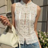 Fashion Knot Detail Textured Lace Top
