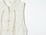 Fashion Knot Detail Textured Lace Top