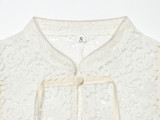 Fashion Knot Detail Textured Lace Top