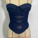 Low-Cut Off-Shoulder Fitted Backless Bustier Top