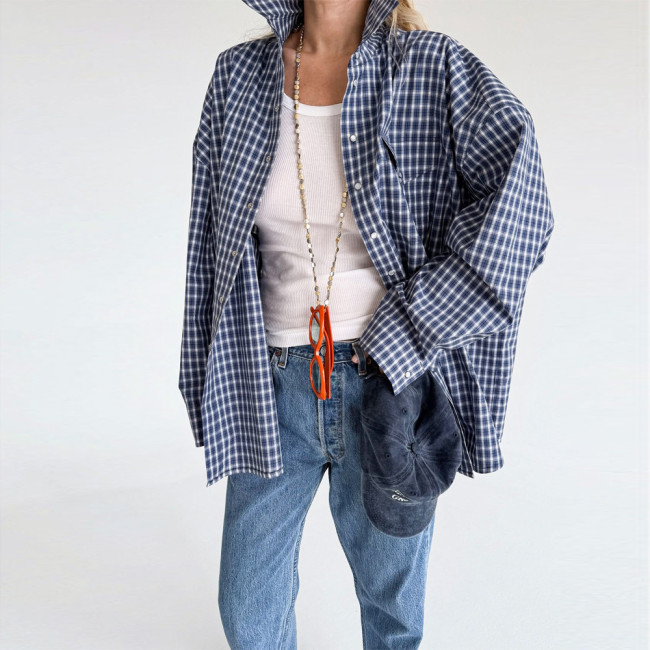 Cotton Vintage Plaid Cardigan for Women