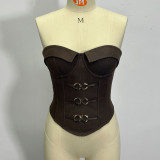 Low-Cut Off-Shoulder Fitted Backless Bustier Top