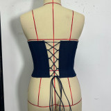 Low-Cut Off-Shoulder Fitted Backless Bustier Top