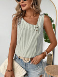 Women's Casual Striped Sleeveless Asymmetric Neck Tank Top