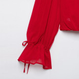 Chic Backless Bow Tie Ruched Top