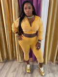 Washed Vintage Hooded Sweatshirt and Ruched Capri Pants Set