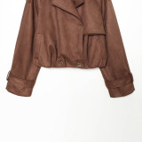 Vintage Suede Fleece Jacket Women