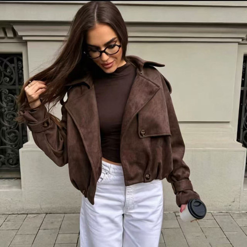 Vintage Suede Fleece Jacket Women