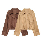 Vintage Suede Fleece Jacket Women