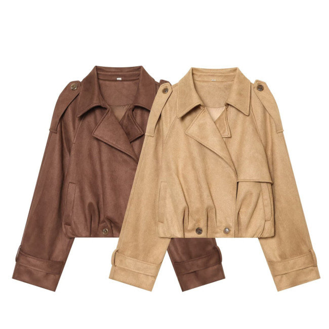 Vintage Suede Fleece Jacket Women