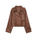 Vintage Suede Fleece Jacket Women