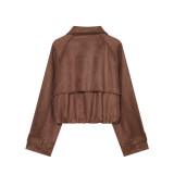 Vintage Suede Fleece Jacket Women