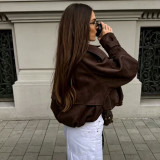 Vintage Suede Fleece Jacket Women