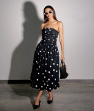 Chic Polka Dot Strapless Dress