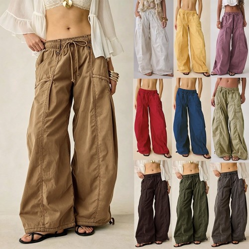 Women’s Street Style Loose Fit Cargo Wide Leg Pants