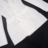 Sophisticated Blazer-Style Deep V-Neck Peplum Waist Dress