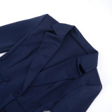 Sophisticated Blazer-Style Deep V-Neck Peplum Waist Dress