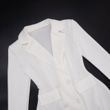 Sophisticated Blazer-Style Deep V-Neck Peplum Waist Dress