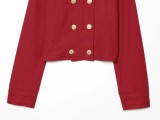 Elegant Red Double-Breasted Slim-Fit Jacket Coat for Women