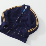 Chinese Style Sweater with Three-Stripe Embroidery and Frog Buttons
