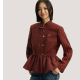 New Chinese Style Peplum Waist Jacket for Women