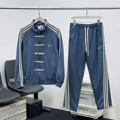 Patchwork Three Stripe Suede Fleece Set